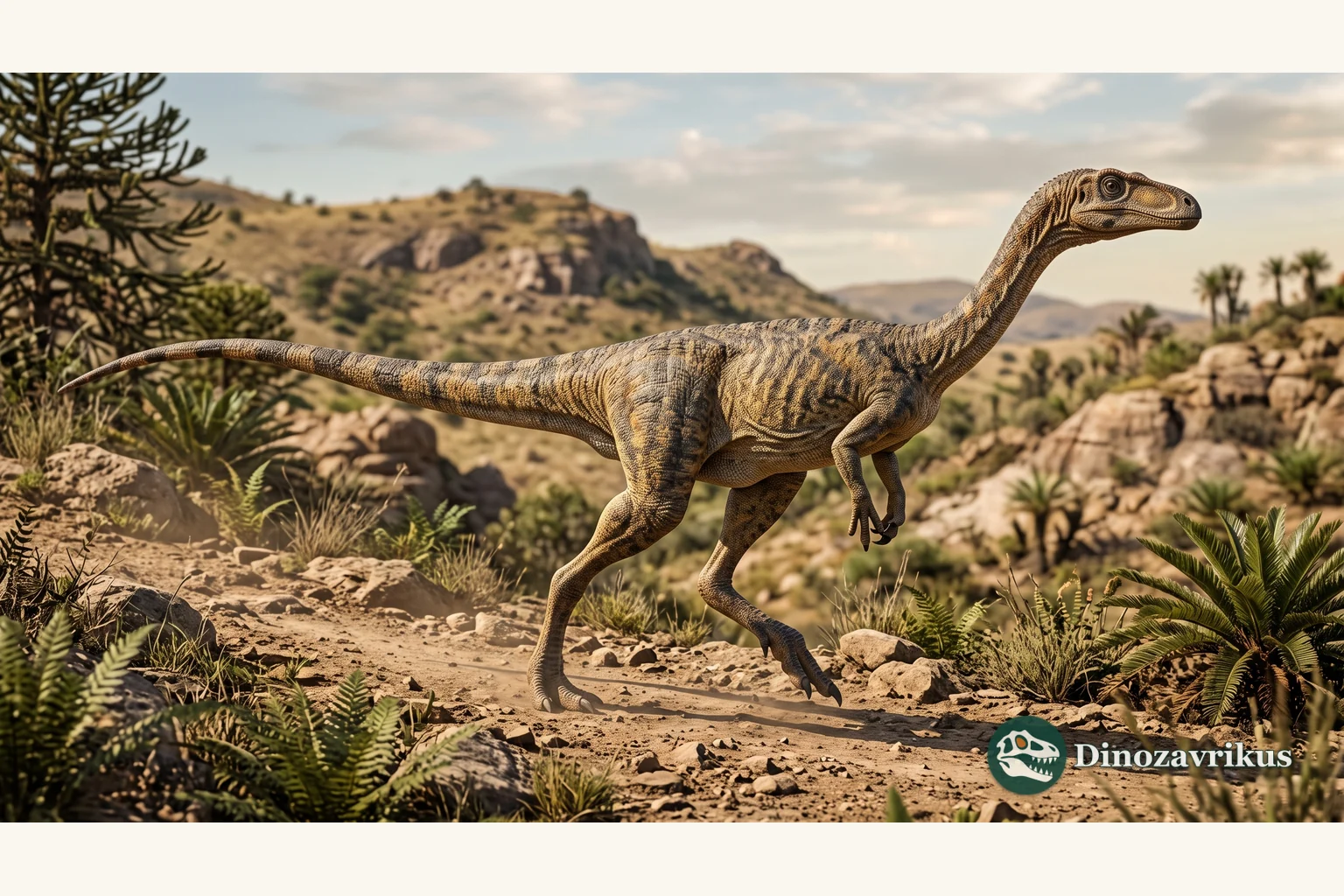 Illustrative reconstruction of Elaphrosaurus at Tendaguru