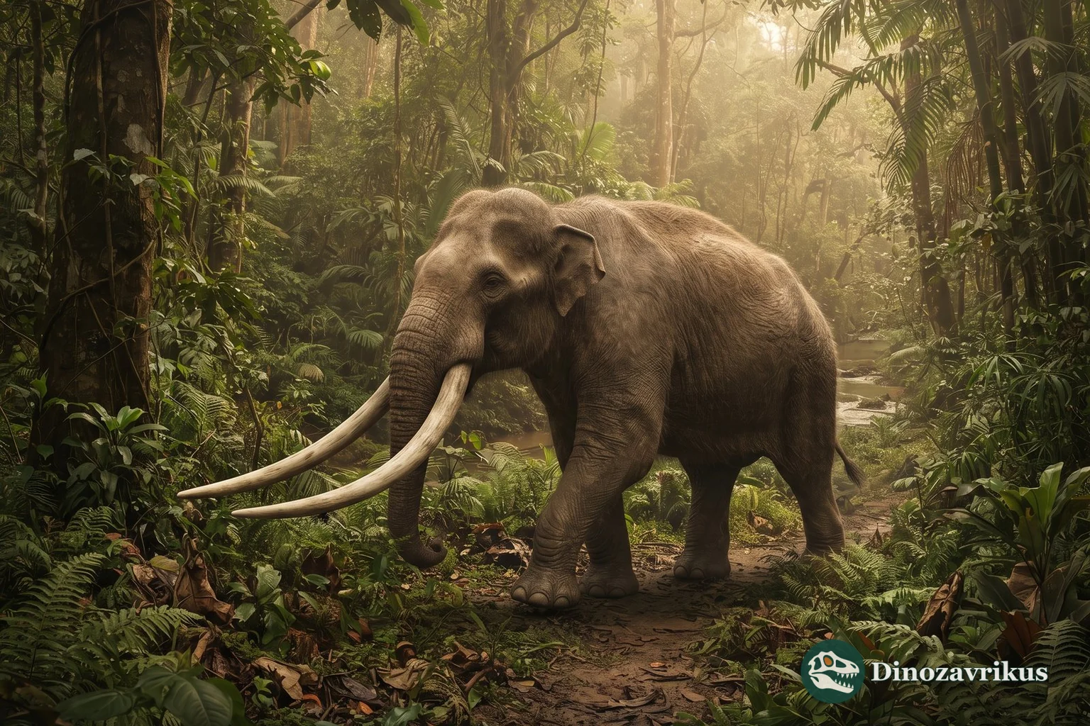 Stegodon reconstructed in a warm forest