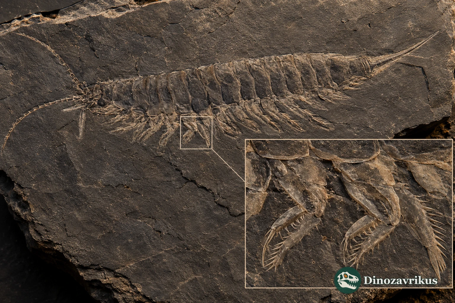 Interpretive fossil plate of Emeraldella and enlarged biramous limb bases