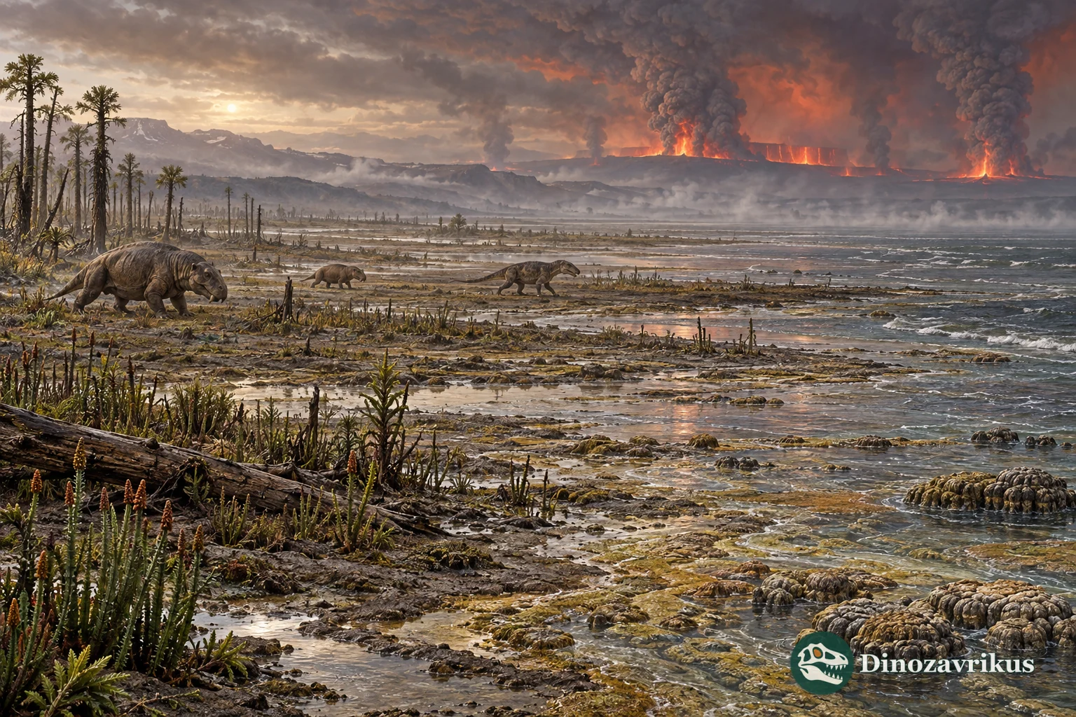 Late Permian coastal landscape beneath distant Siberian flood volcanism