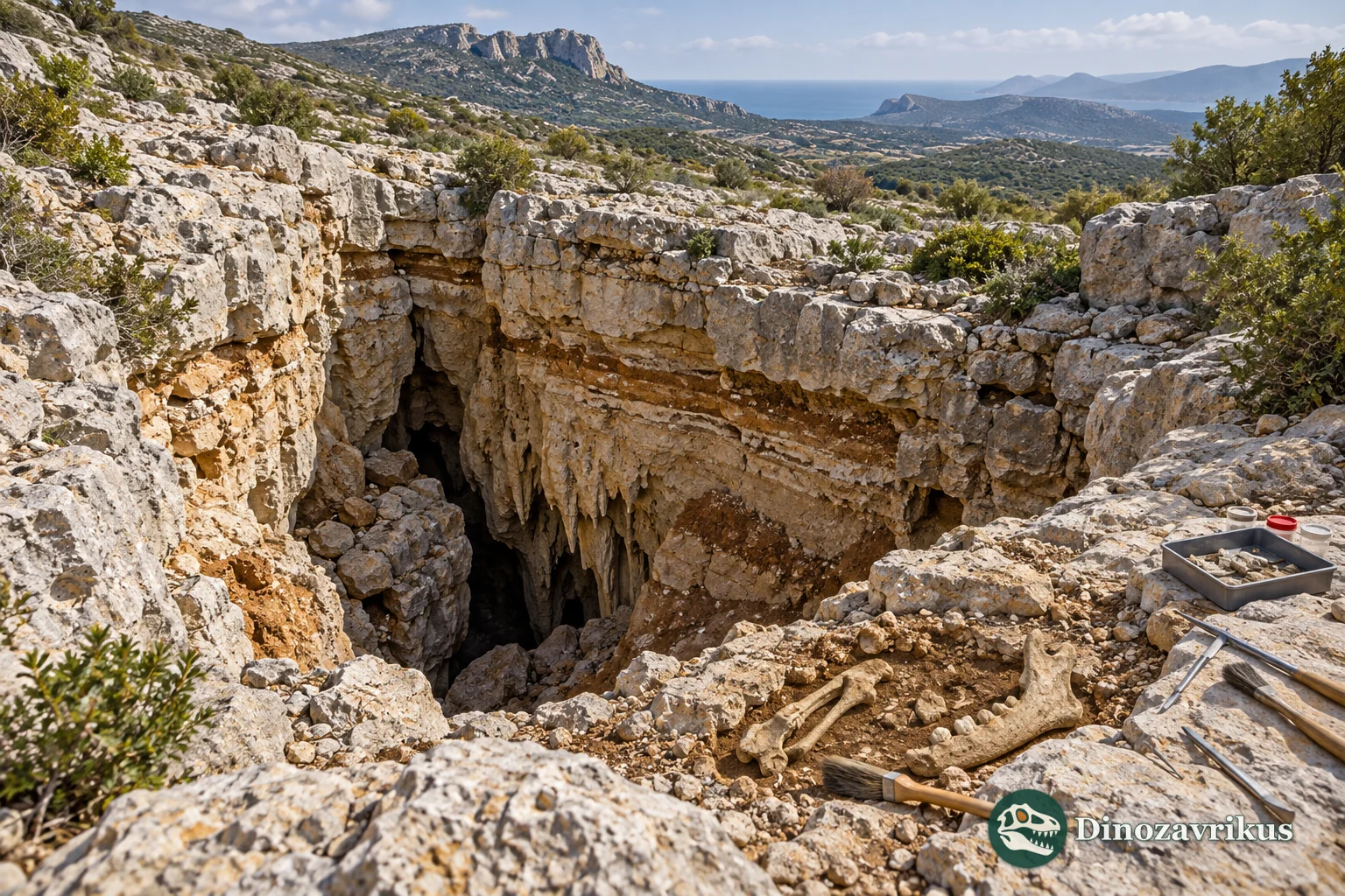 Illustrative Sardinian limestone karst and fossil setting