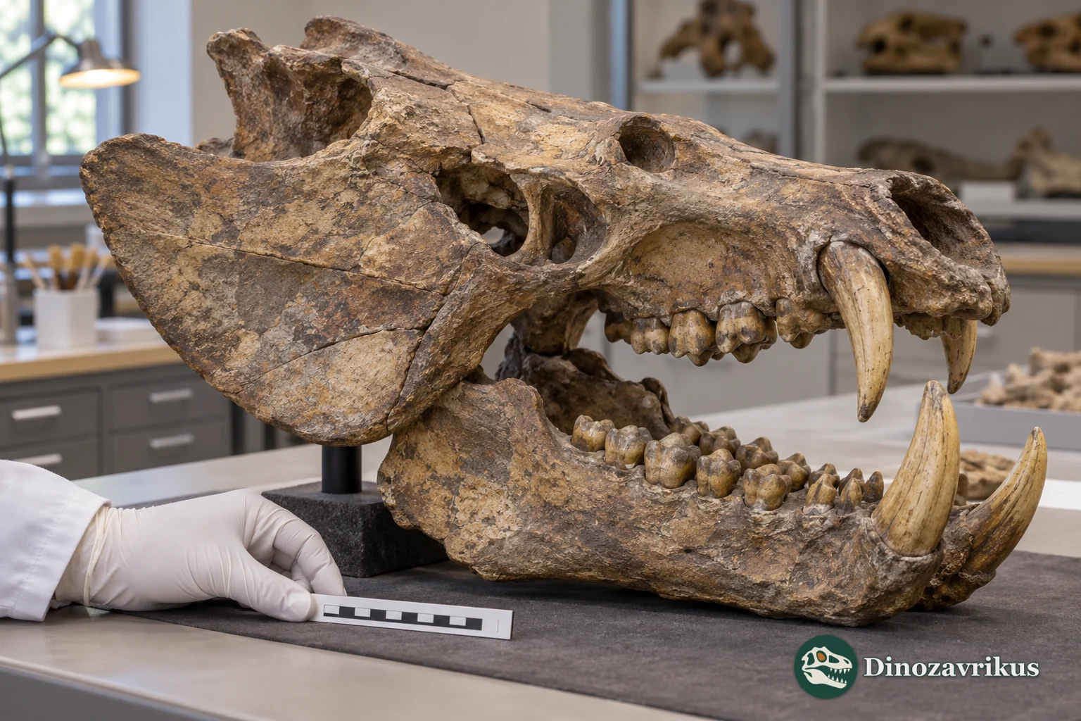 Educational reconstruction of an entelodont skull and lower jaw