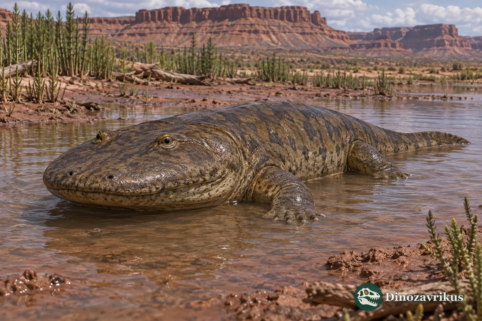 Eocyclotosaurus wellesi in a shallow Middle Triassic channel in Arizona