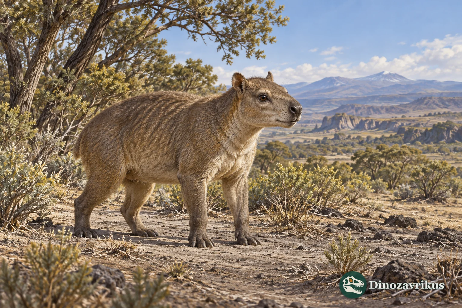 Artistic reconstruction of Eohyrax near an Eocene Patagonian woodland edge