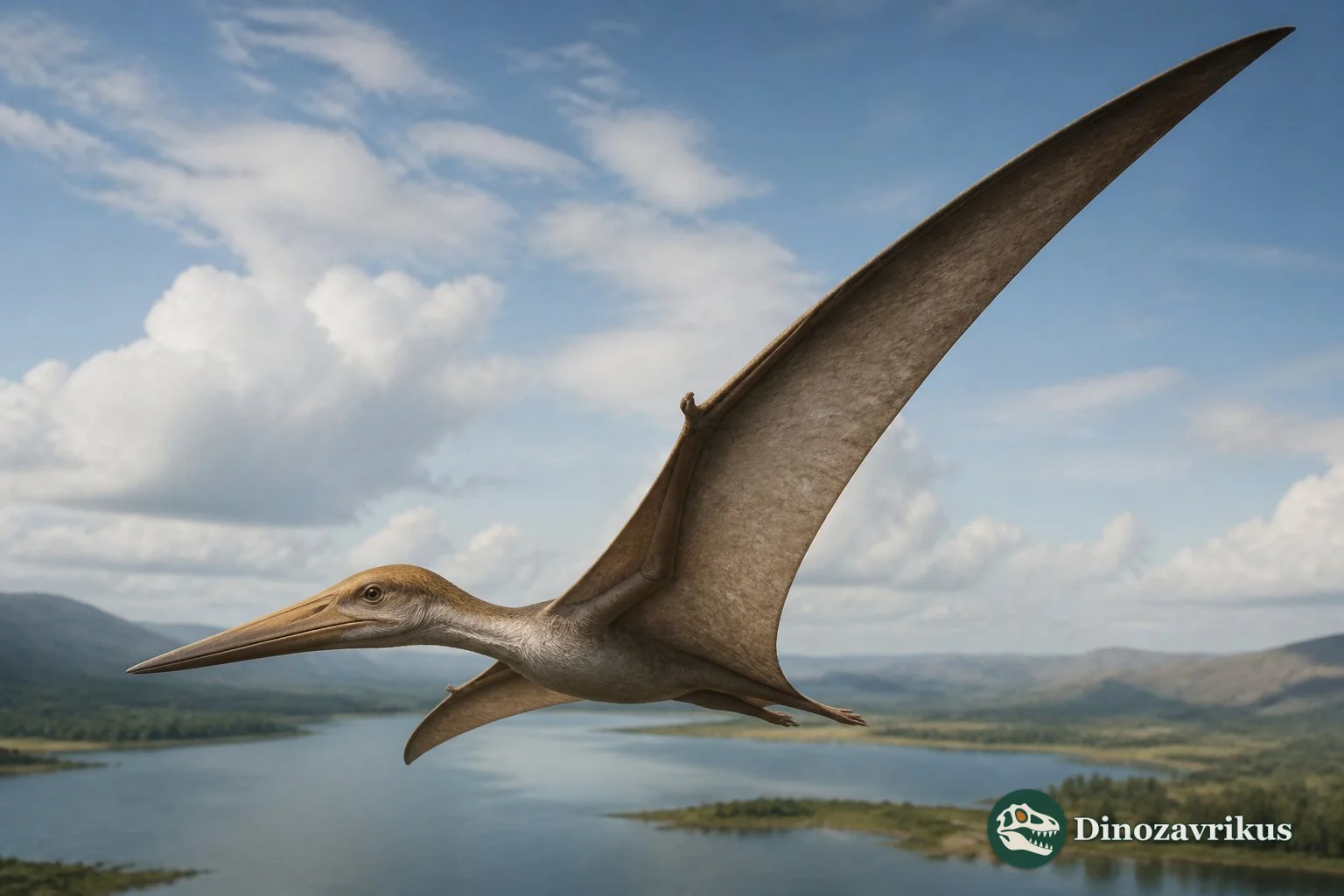 Eopteranodon gliding over a Cretaceous lake in Liaoning