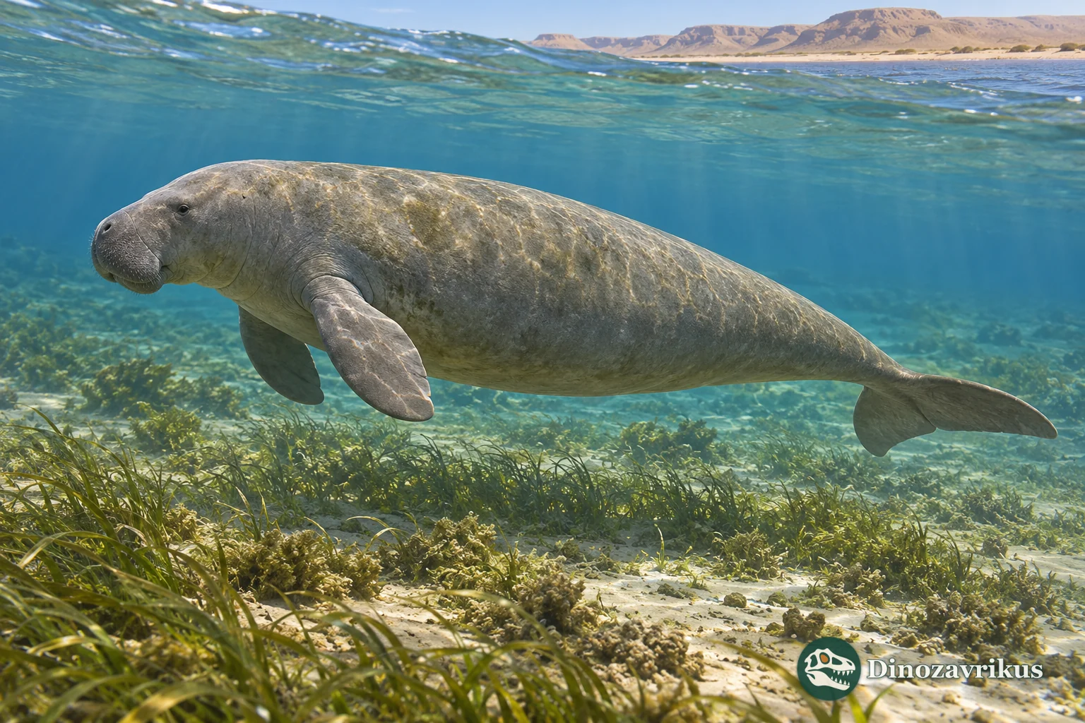 Artistic reconstruction of Eosiren in a shallow coastal sea