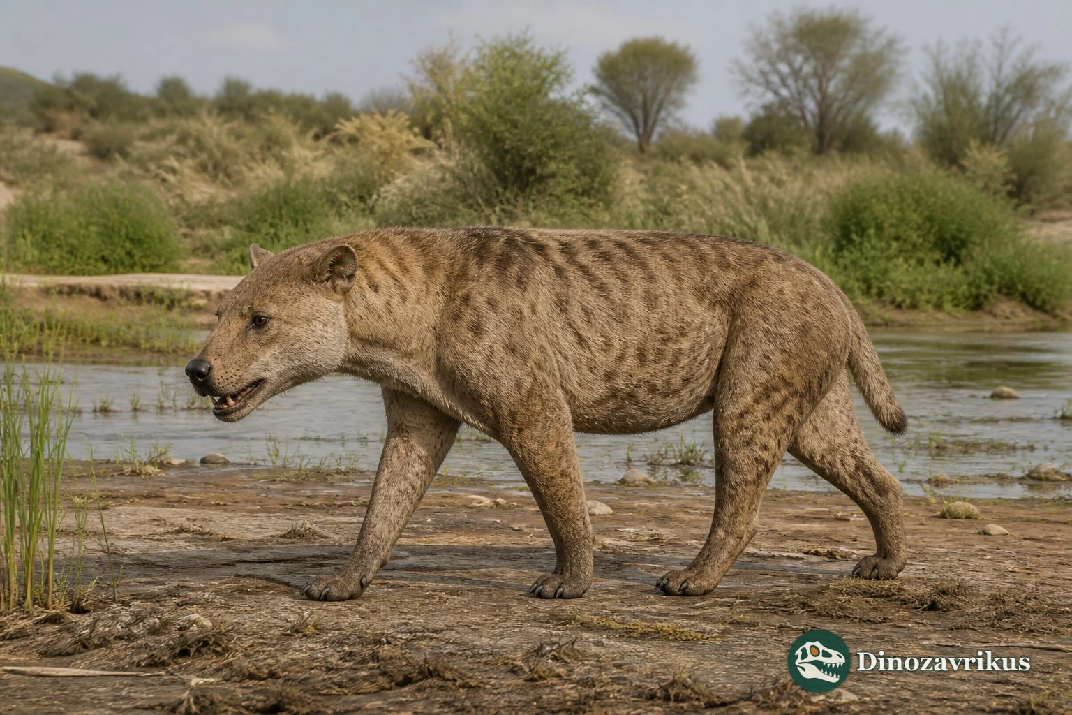 Epicyon haydeni reconstructed in a Miocene North American landscape