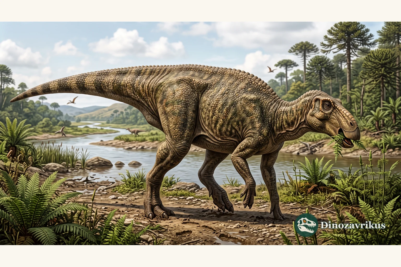 Illustrative reconstruction of Equijubus in an Early Cretaceous landscape