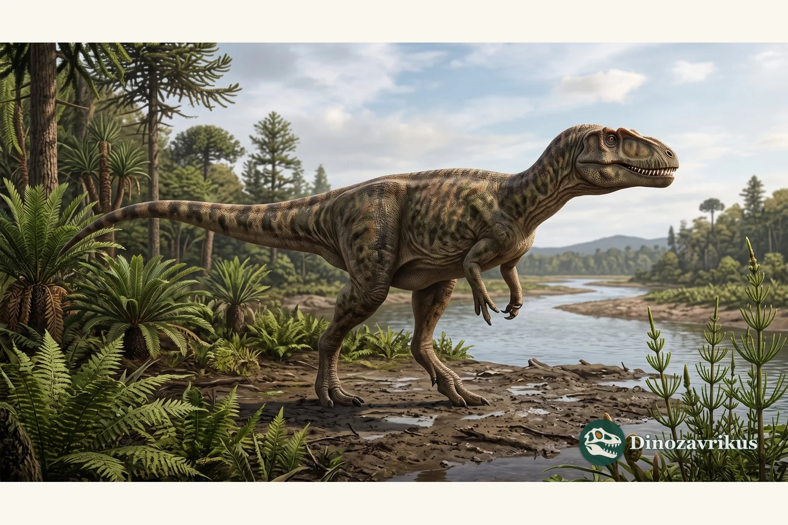 Illustrative reconstruction of Erectopus in an Early Cretaceous landscape of northeastern France