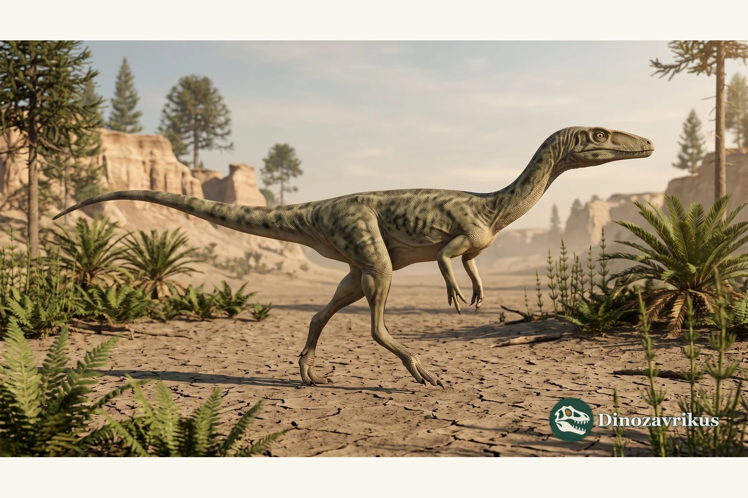 Illustrative reconstruction of Eucoelophysis in a Late Triassic floodplain of New Mexico