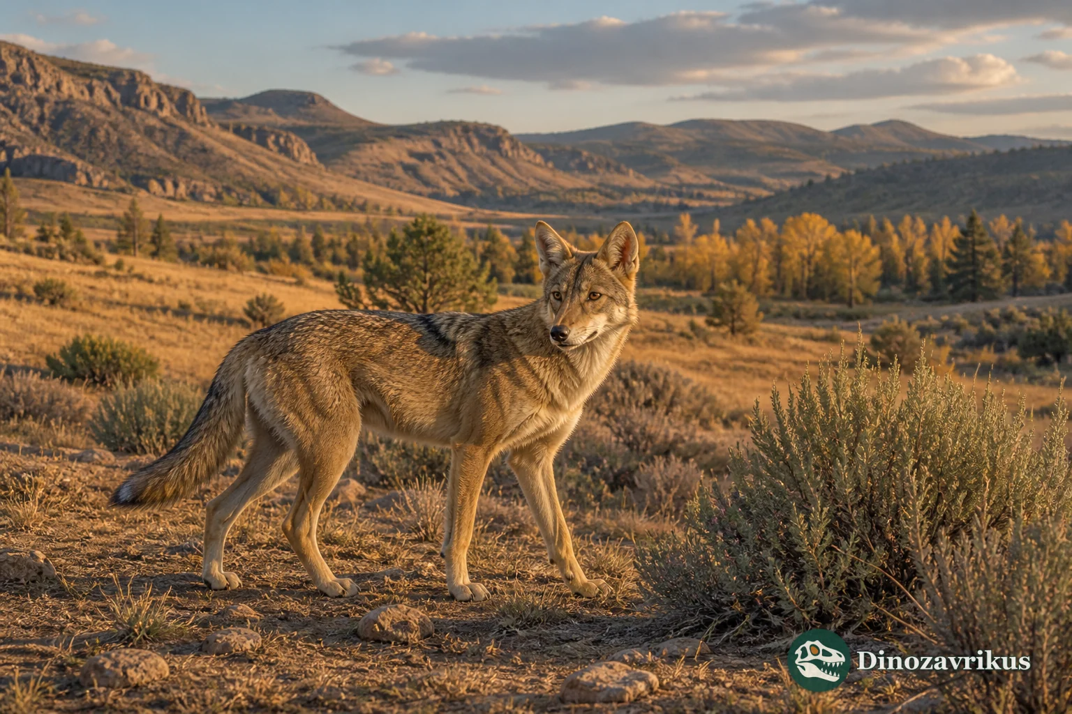 Eucyon monticinensis, a small canid moving through an open late Miocene woodland
