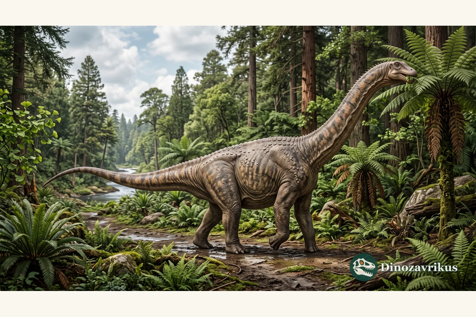 Euhelopus reconstructed beside a river plain in Early Cretaceous China
