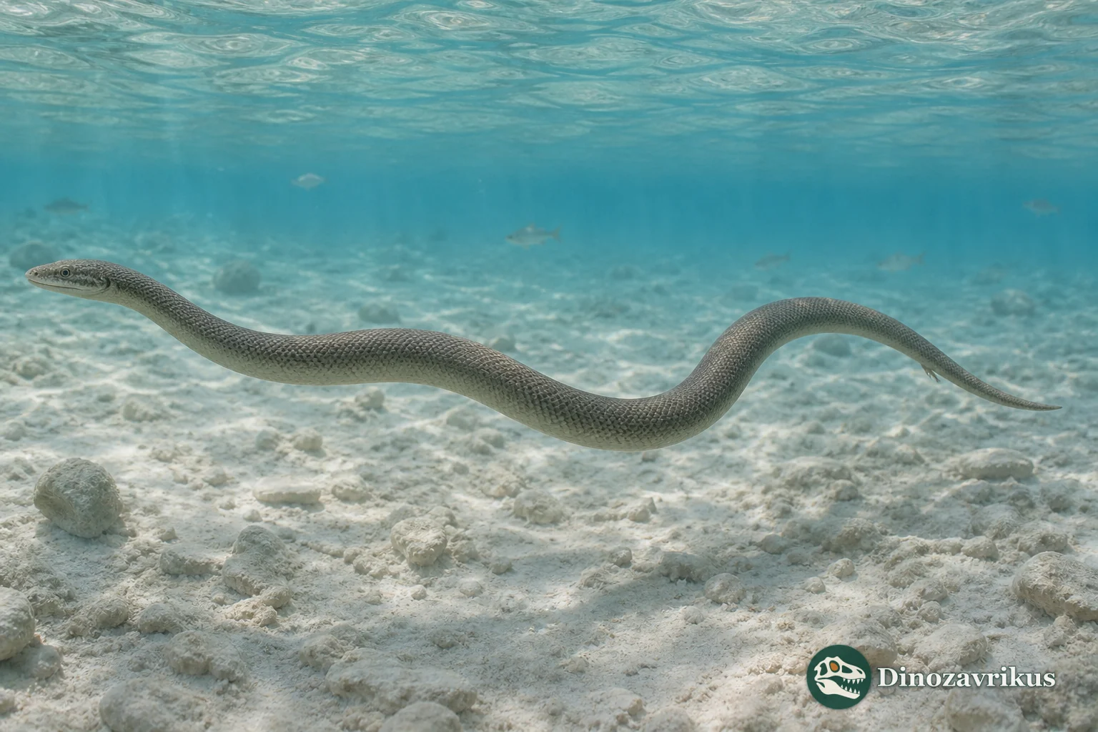 Eupodophis descouensi swimming in the Cenomanian sea of Lebanon