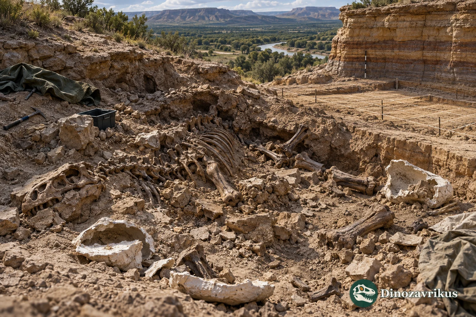 A fossil-bearing layer disturbed by unauthorised excavation