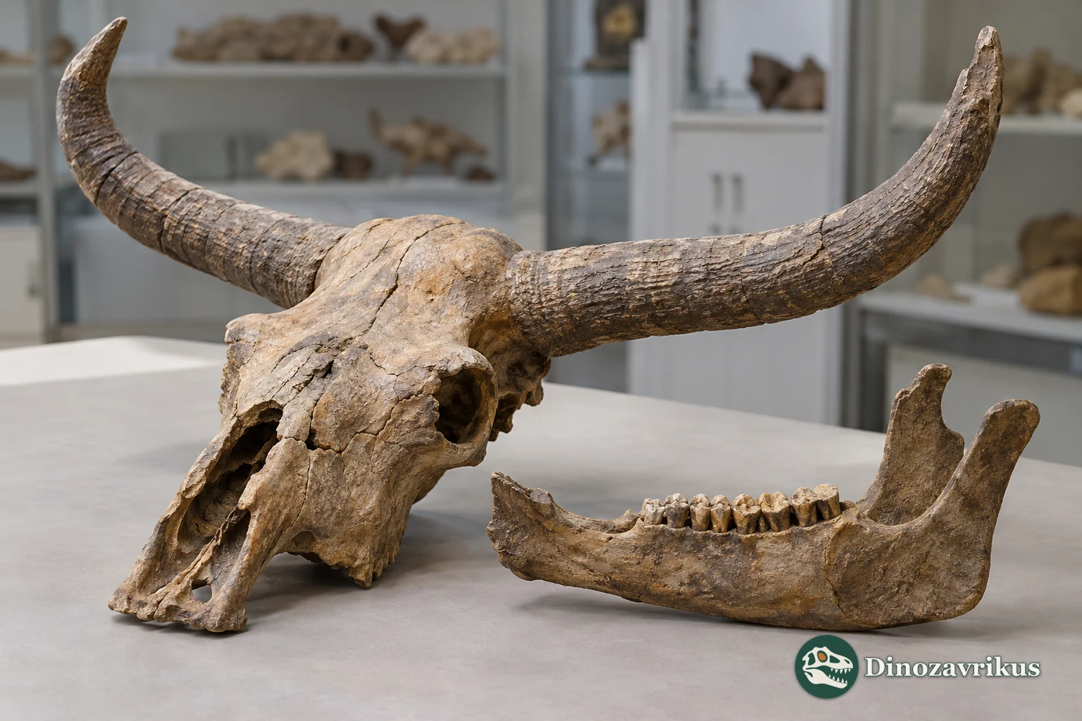 Illustrative fossil bovid skull