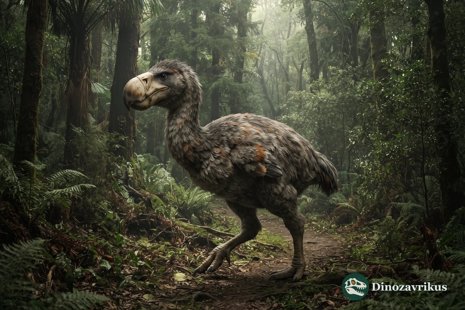 Reconstruction of Gastornis browsing in a warm Eocene forest