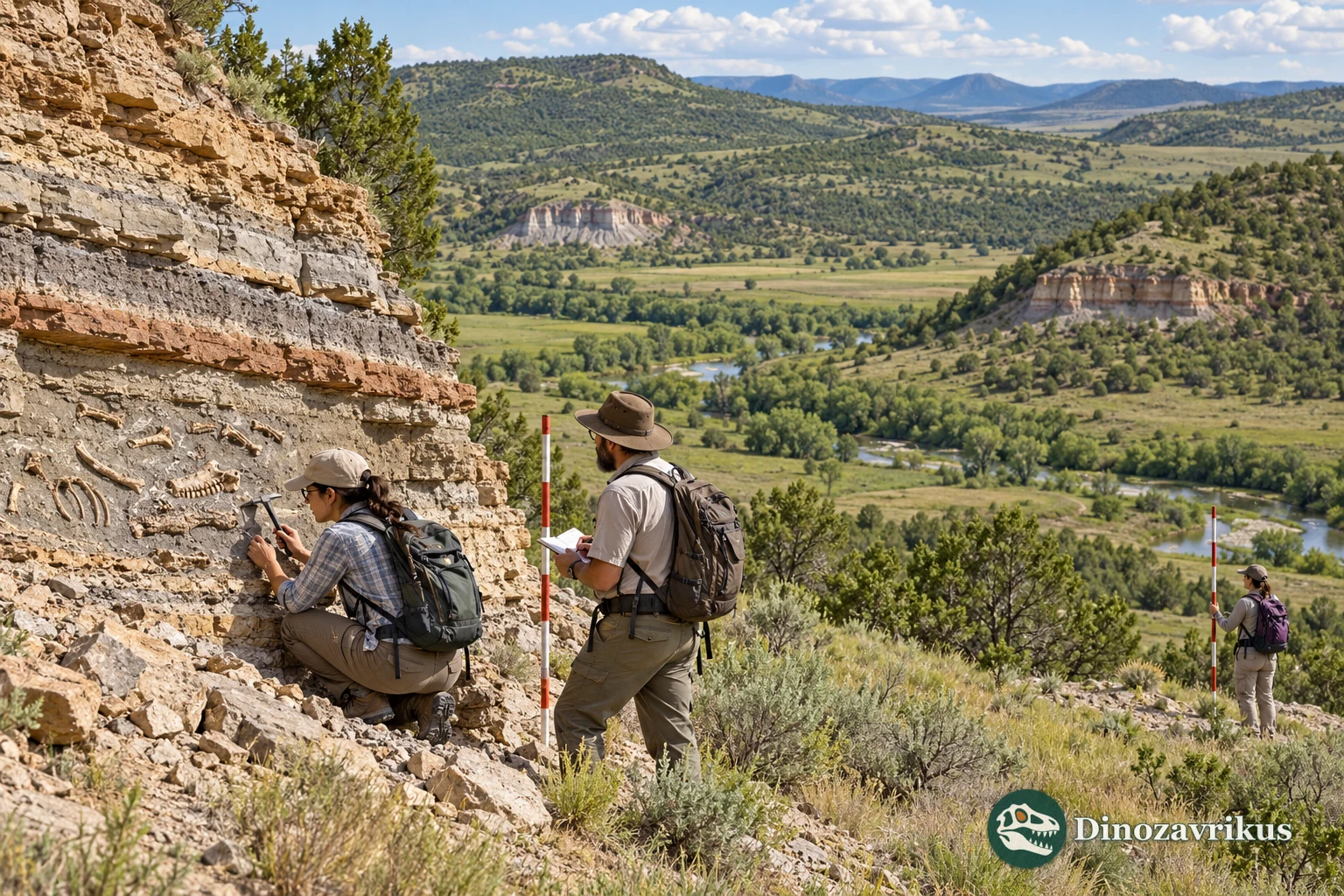 Researchers map where fossil-bearing beds are exposed and where soil or vegetation conceals them