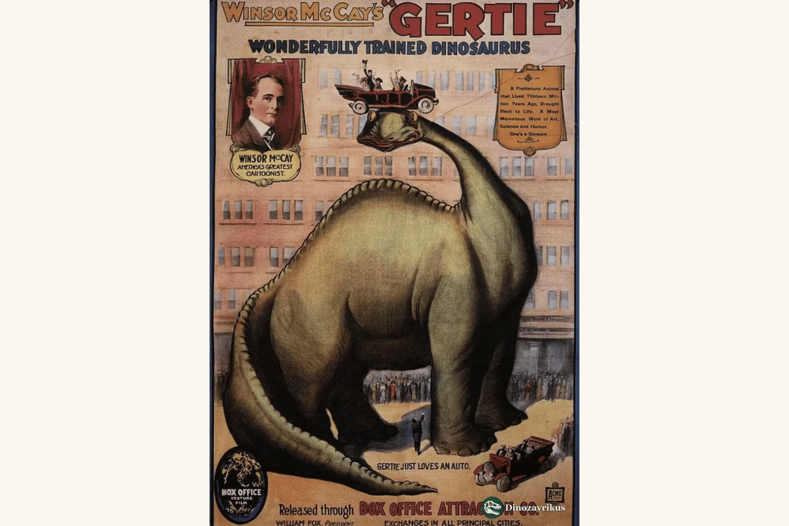Historical poster artwork for Winsor McCay's Gertie the Dinosaur