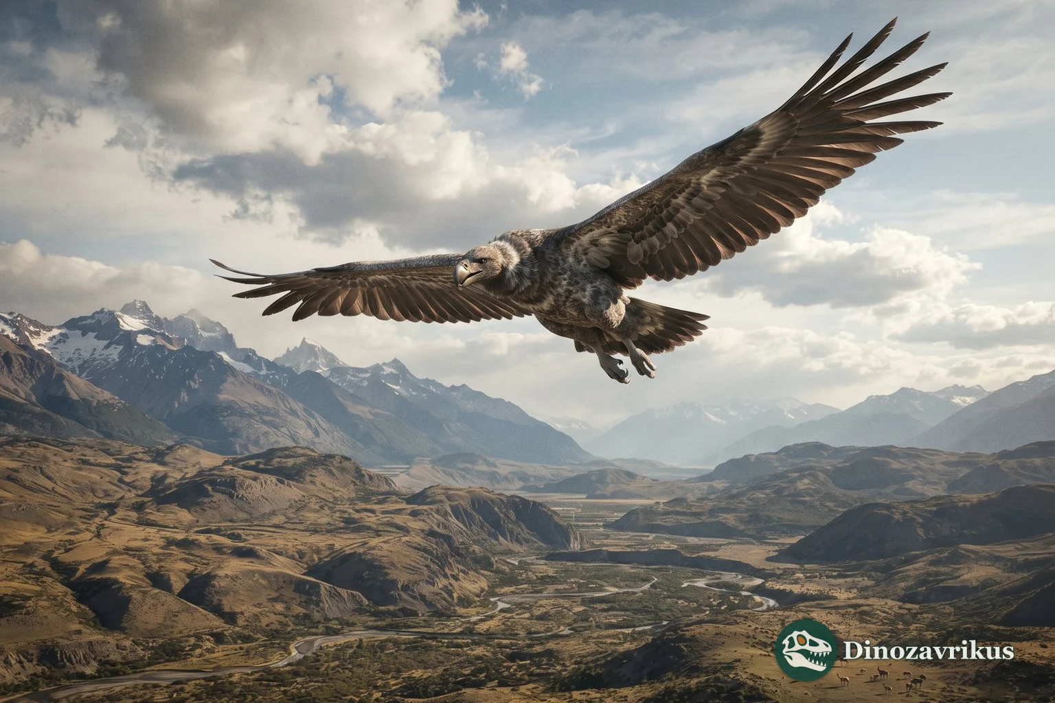Argentavis reconstructed soaring above Miocene South America