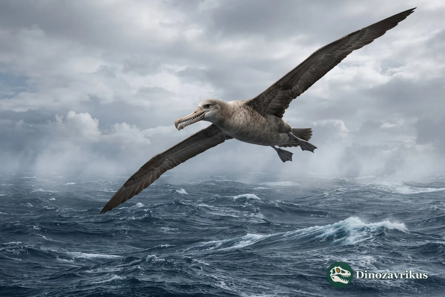 Osteodontornis reconstructed gliding above ocean waves