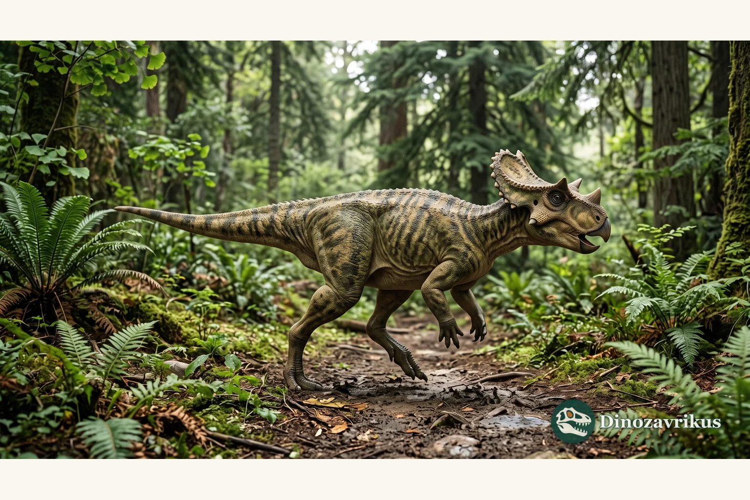 Illustrative reconstruction of Graciliceratops in a Late Cretaceous Mongolian setting