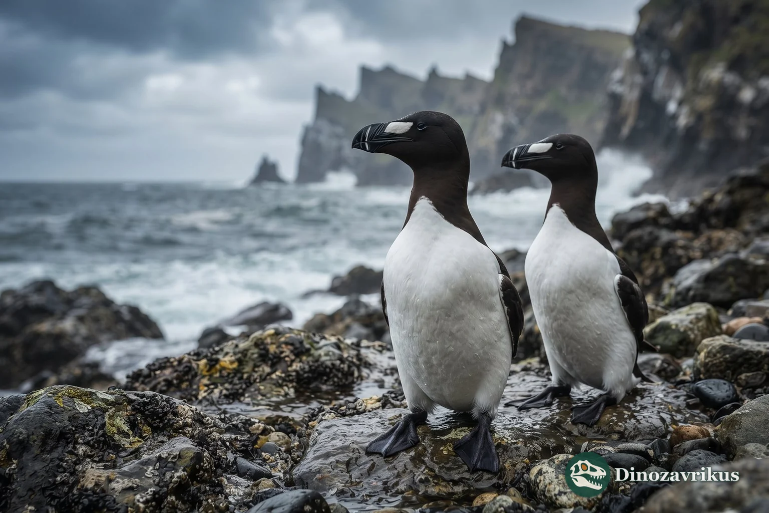 Reconstruction of a pair of great auks on a North Atlantic breeding island