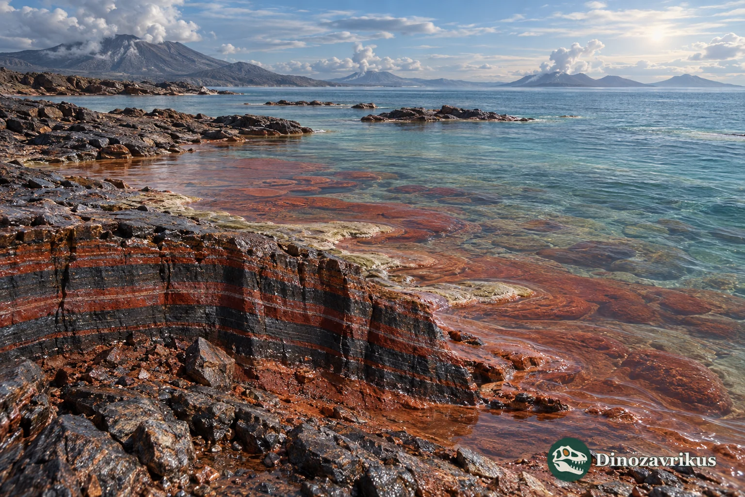 Shallow Proterozoic sea with microbial mats and iron-rich water during planetary oxygenation