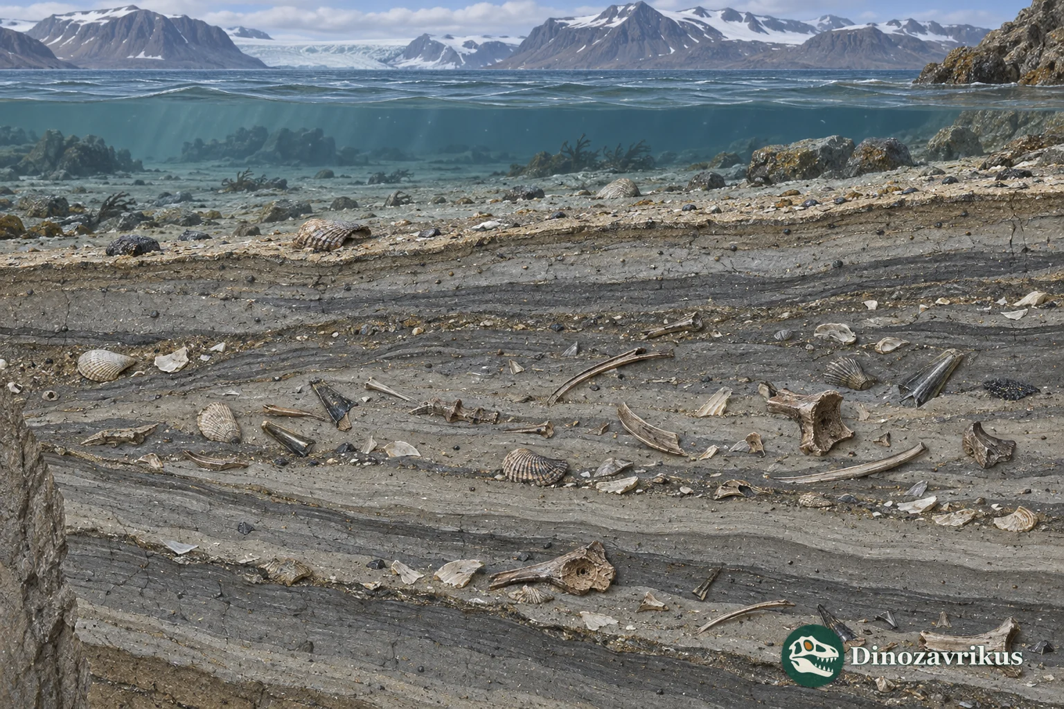 Illustrated Lower Triassic Svalbard bonebed