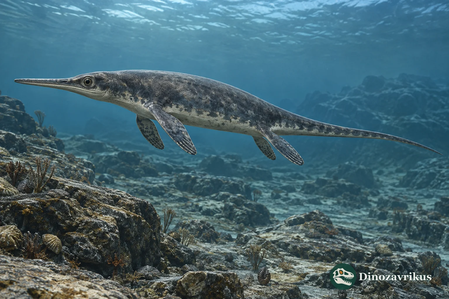 Artistic reconstruction of Grippia in an Early Triassic sea
