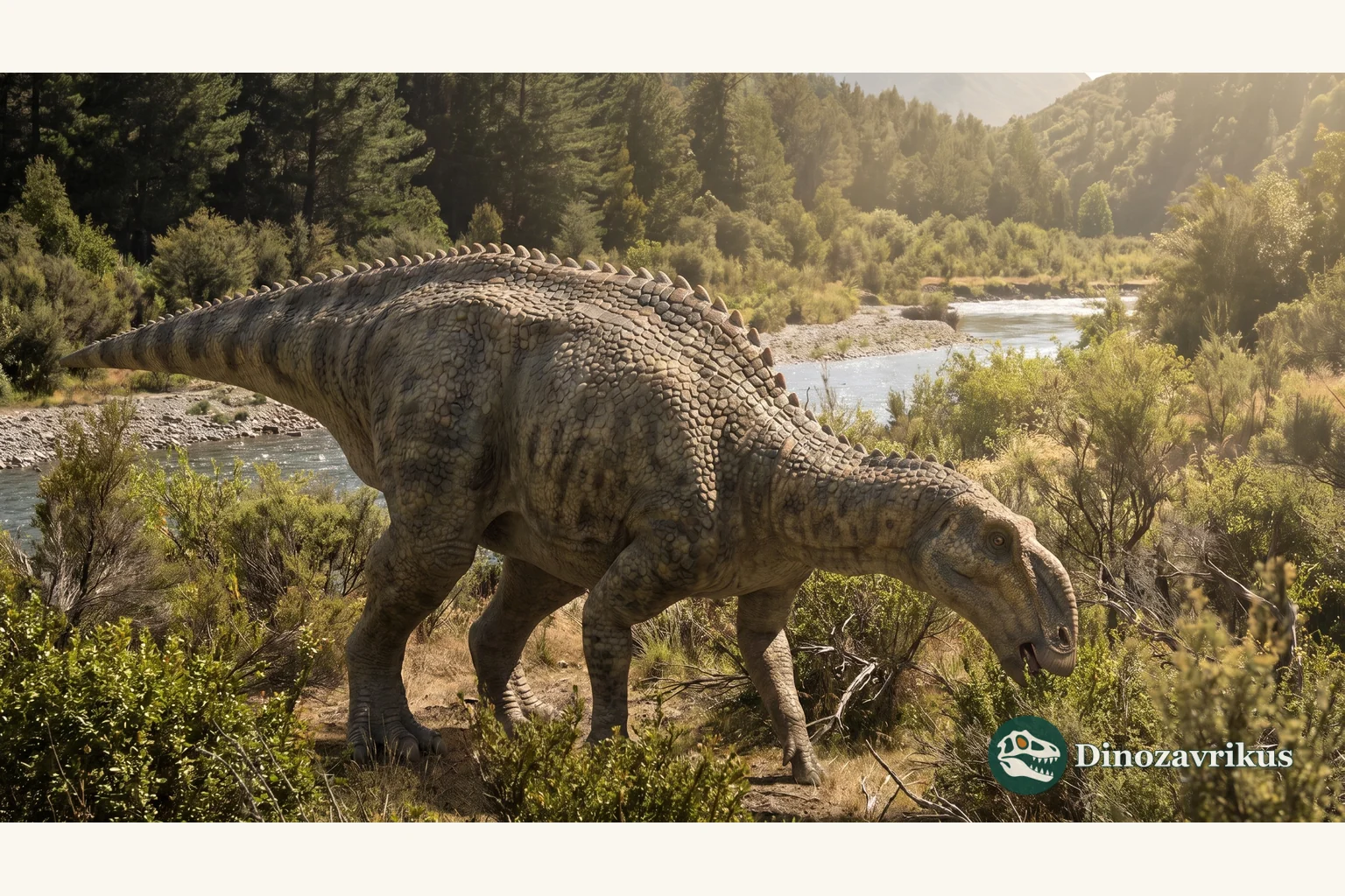 Illustrative reconstruction of Gryposaurus in a Late Cretaceous floodplain in western North America