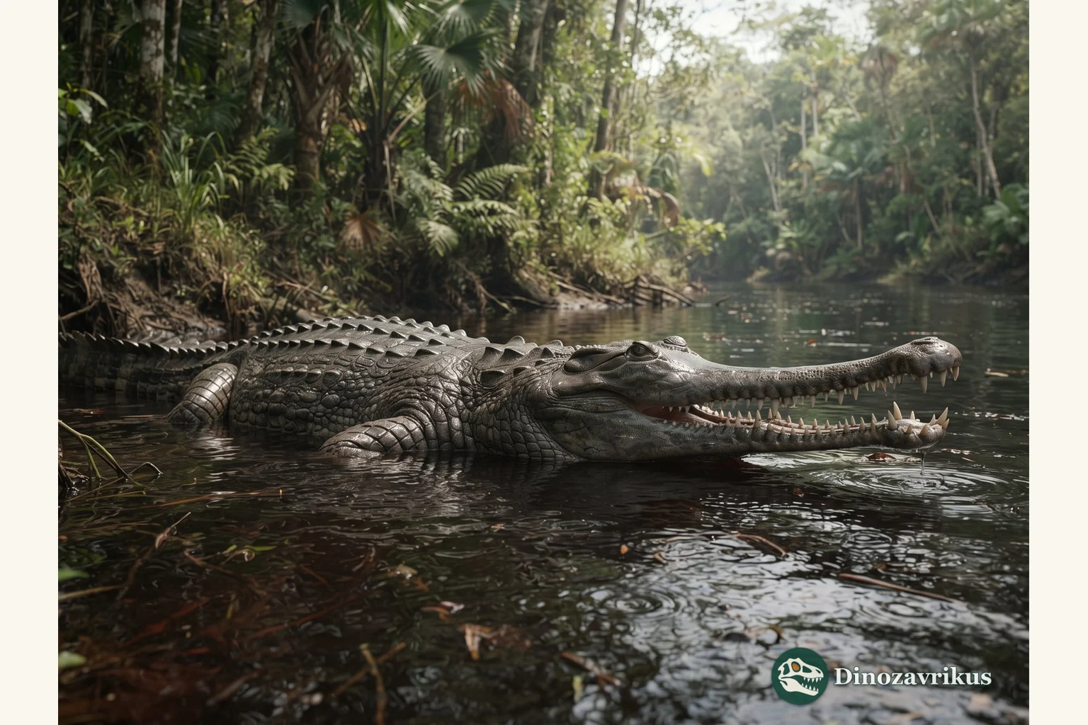 Gryposuchus reconstructed in a Miocene South American river