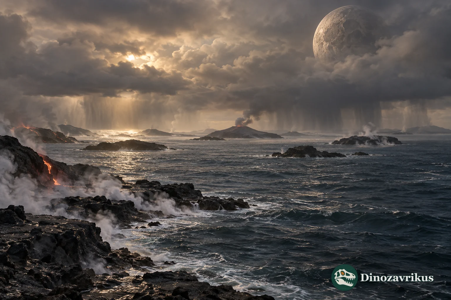 Heavy rain falling on cooling Hadean crust and feeding an early ocean