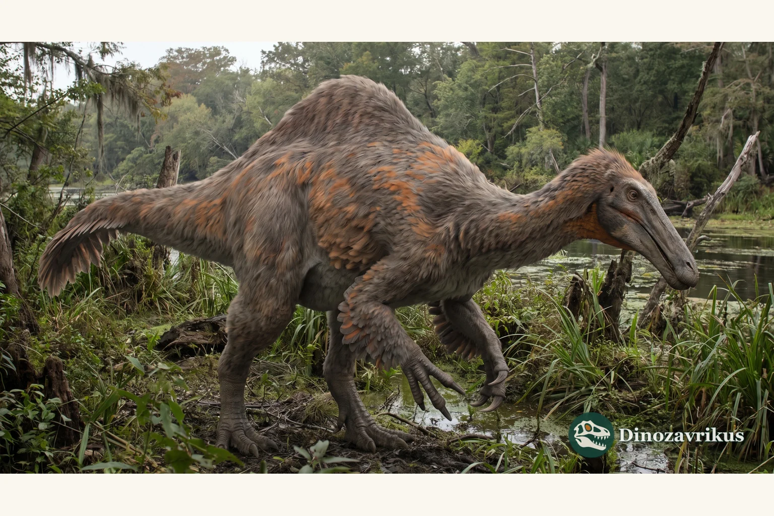 Illustrative reconstruction of Harpymimus in an Early Cretaceous Mongolian landscape