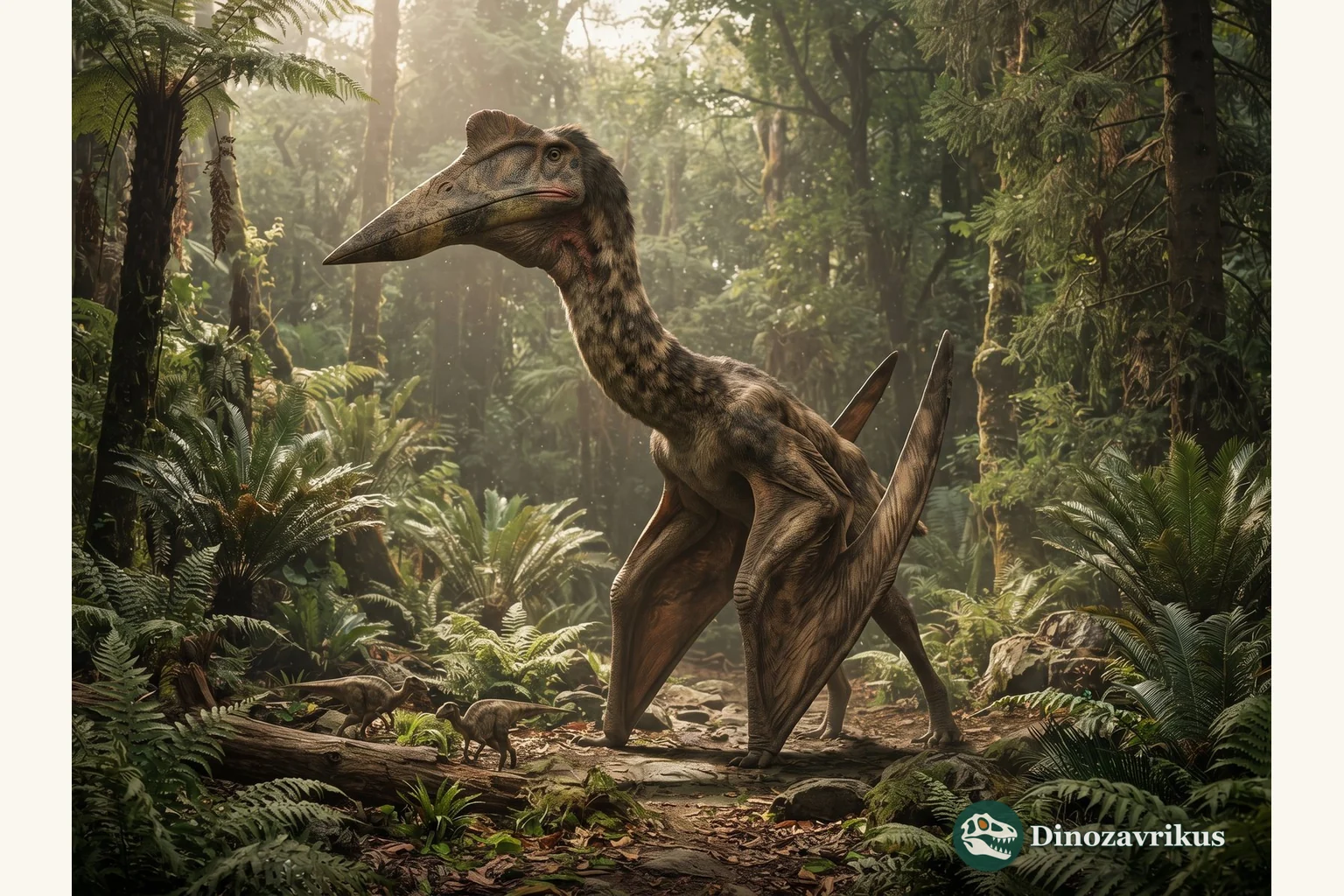 Hatzegopteryx reconstructed walking through the Late Cretaceous Haţeg environment