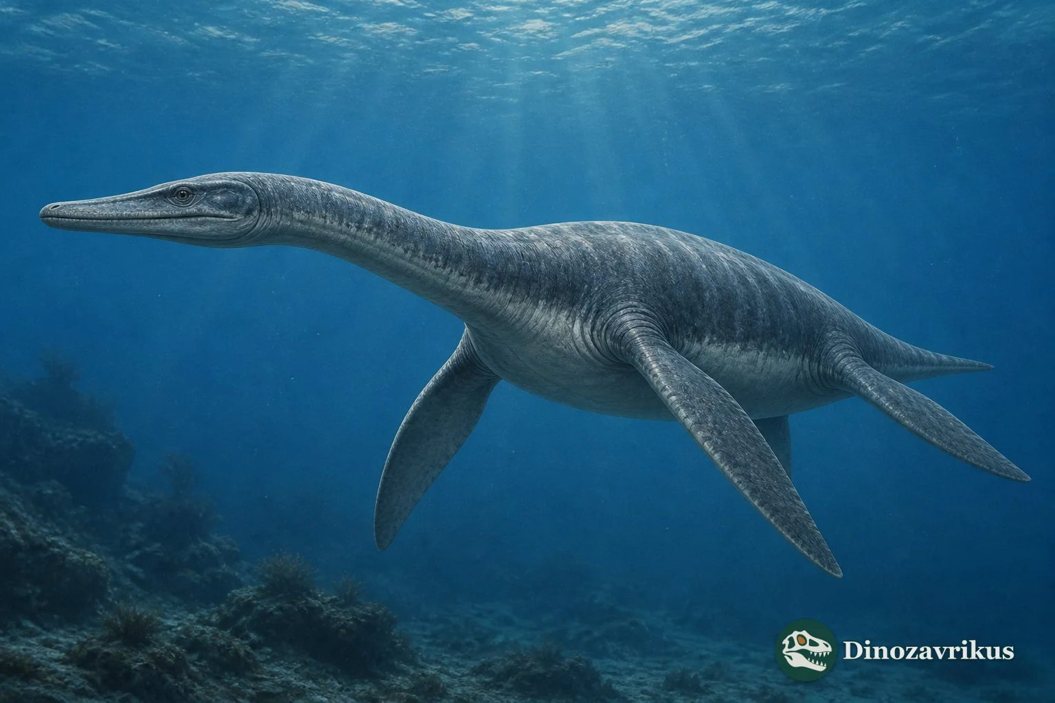 Hauffiosaurus swimming in a Lower Jurassic sea