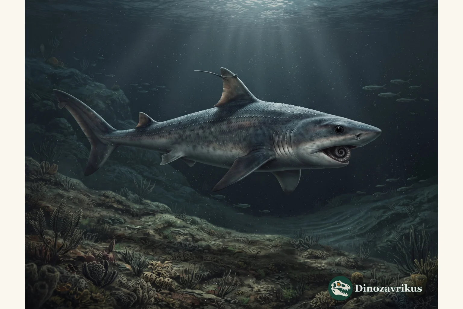 Helicoprion reconstructed with its tooth whorl inside the lower jaw