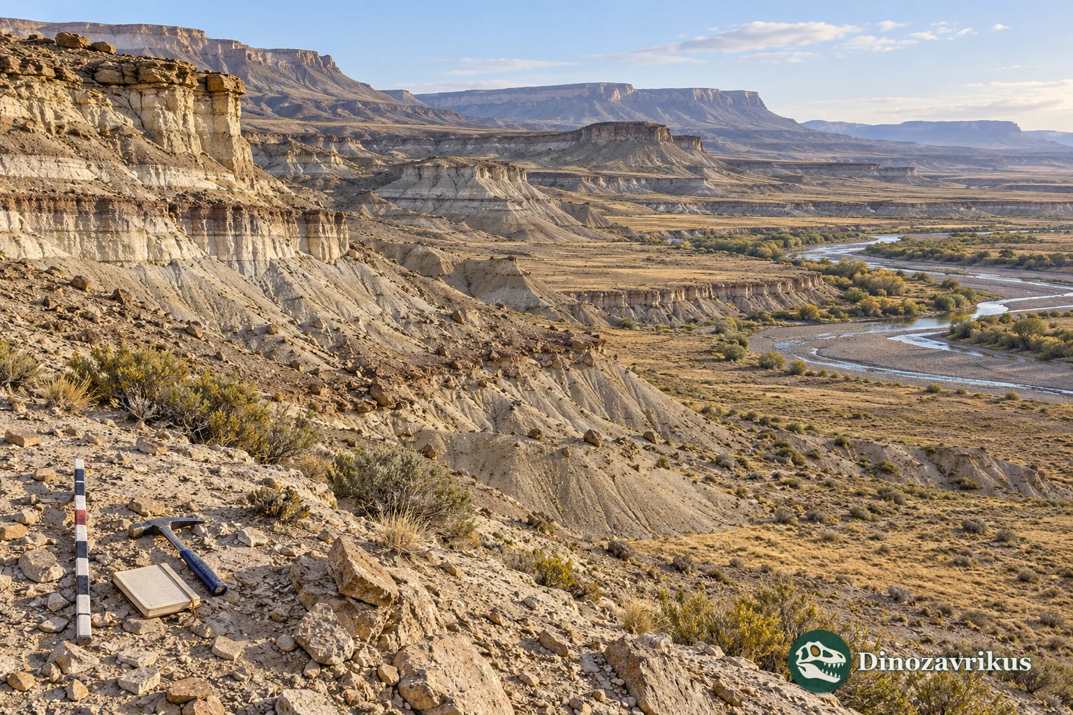 Generalized Patagonian Paleogene sediment exposures beside an ancient river valley