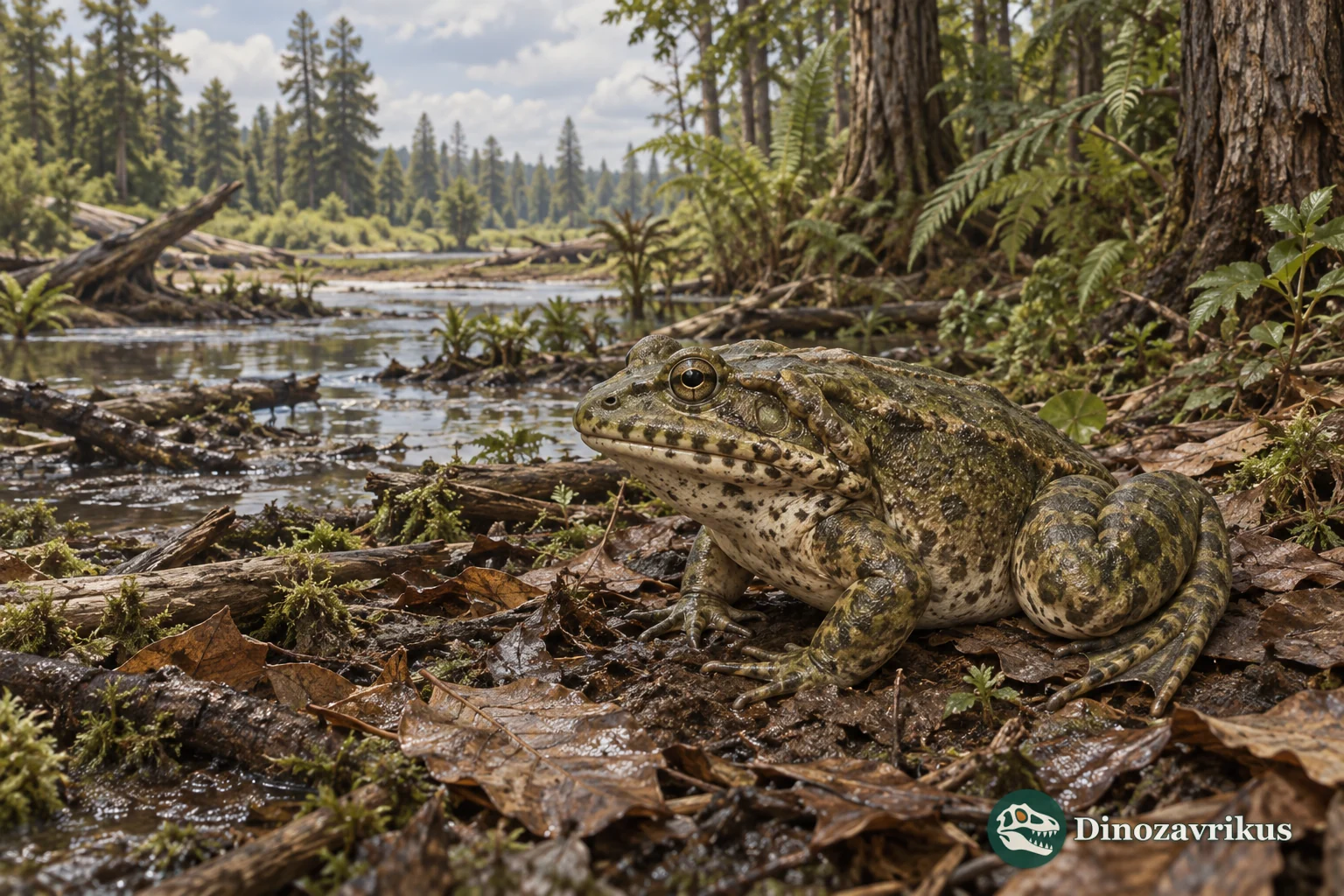 Hensonbatrachus kermiti reconstructed on a damp Campanian forest floor in Alberta