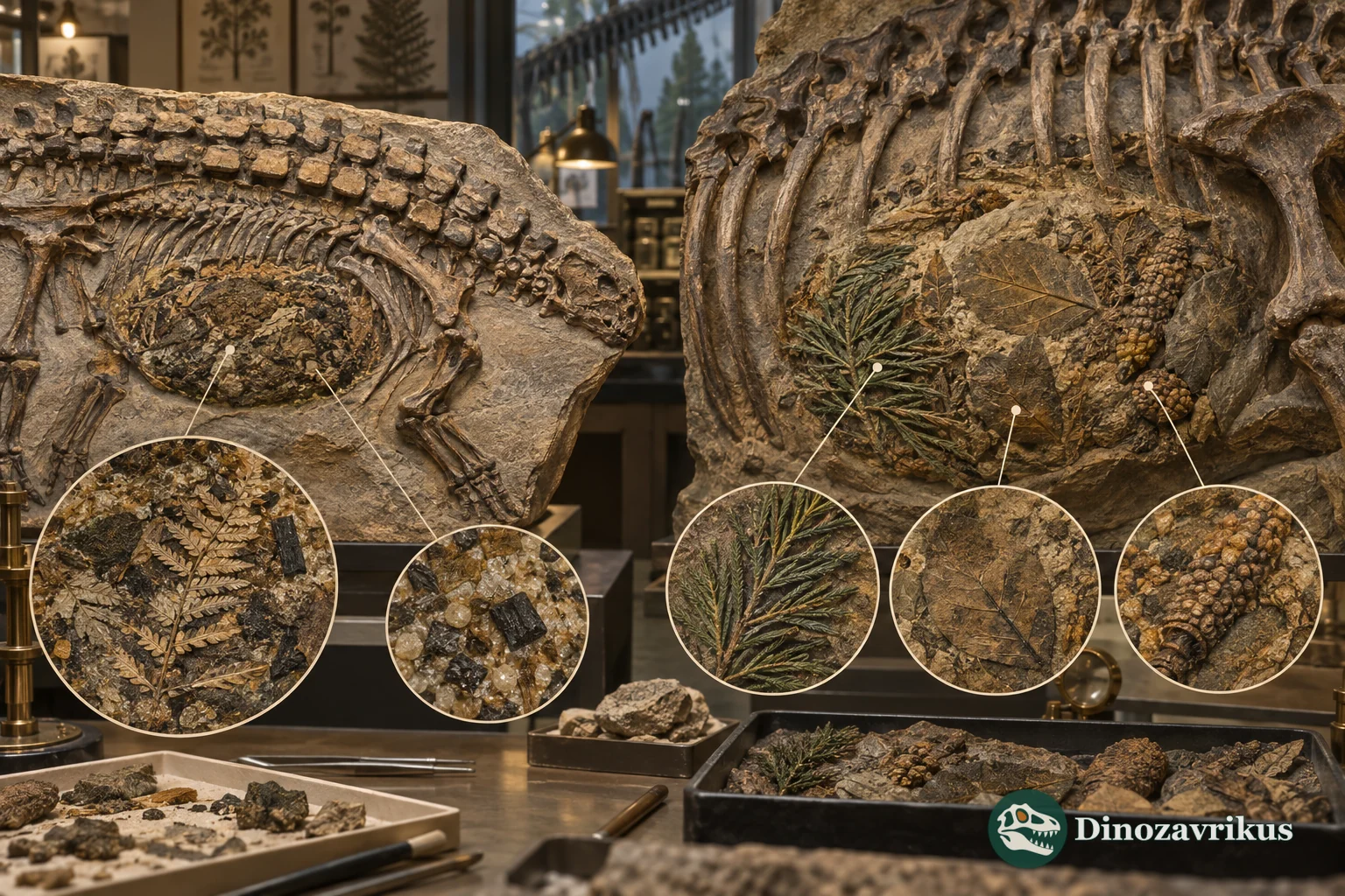 Plant remains from nodosaur and sauropod gut contents