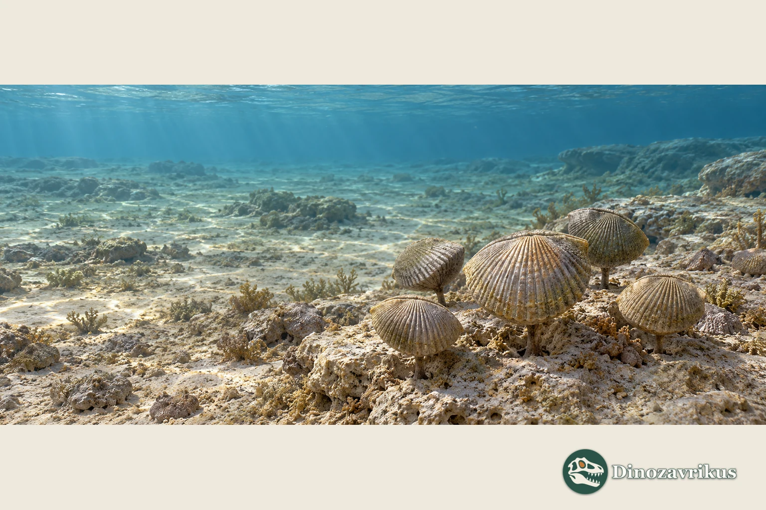 Scientific reconstruction of a Hesperorthis brachiopod on an Ordovician seafloor