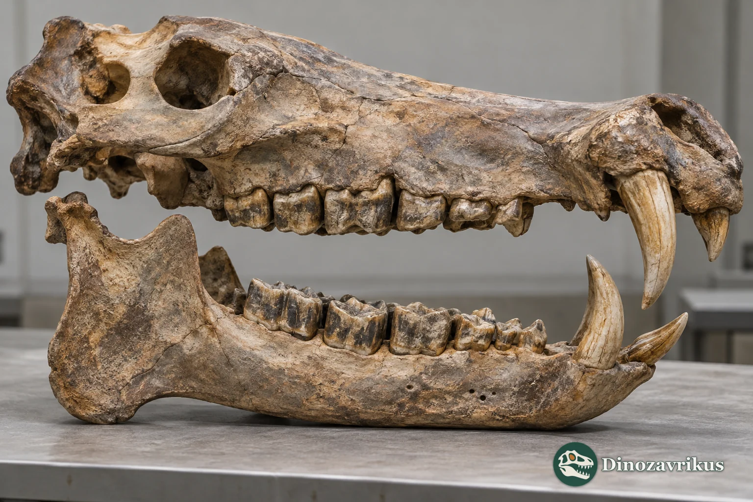 Conceptual fossil-suid skull and jaw