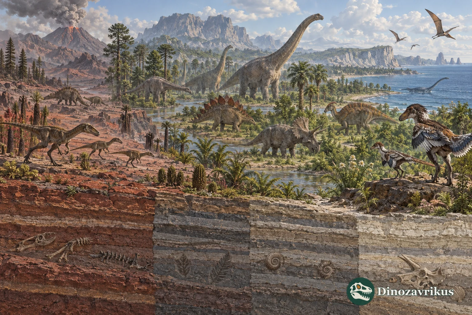 Different dinosaur lineages occupy landscapes across a geological time panorama
