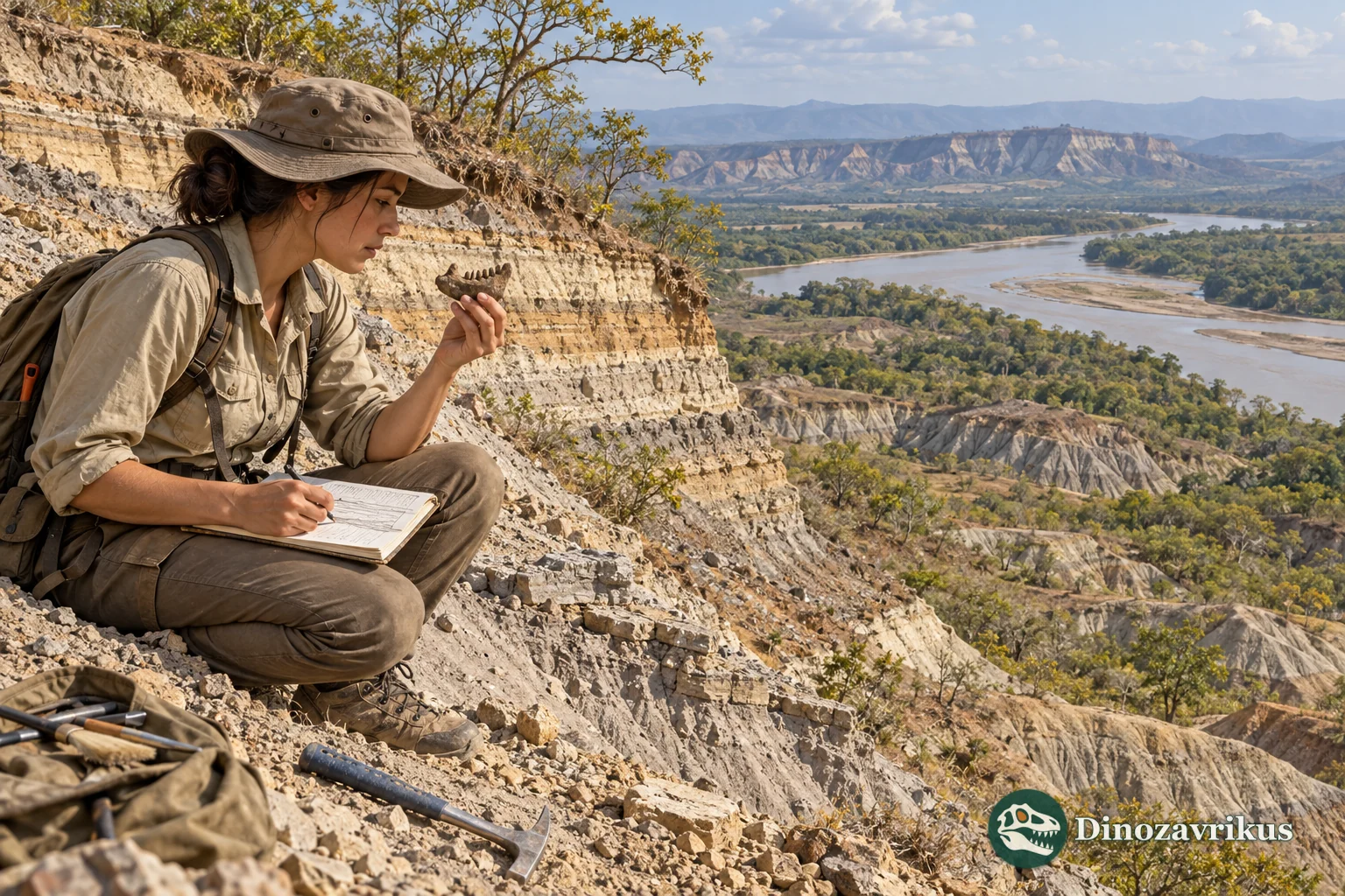 Artistic reconstruction of a Miocene sedimentary outcrop in northern Colombia