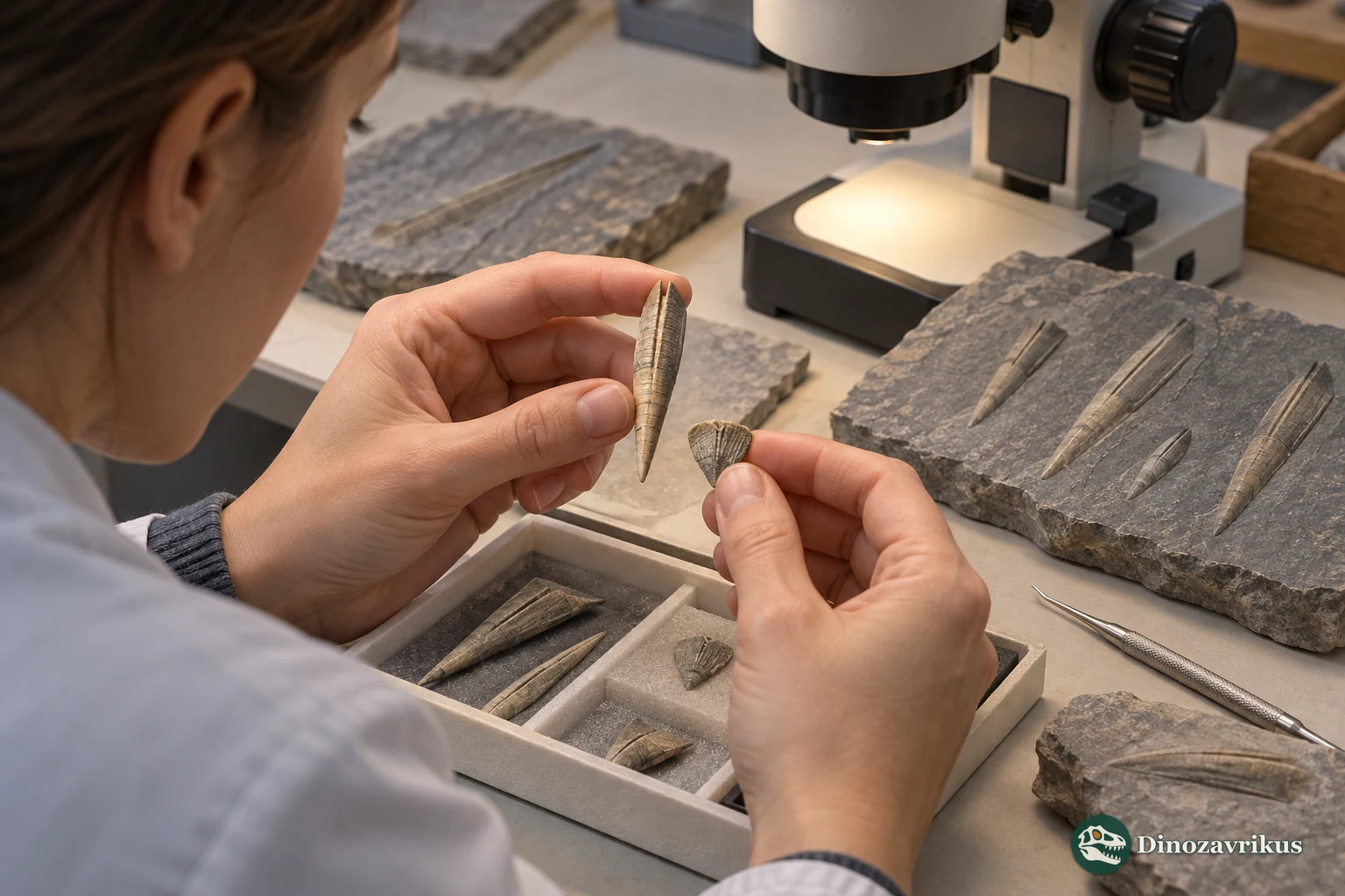 Illustrative laboratory study of a hyolith shell and aperture