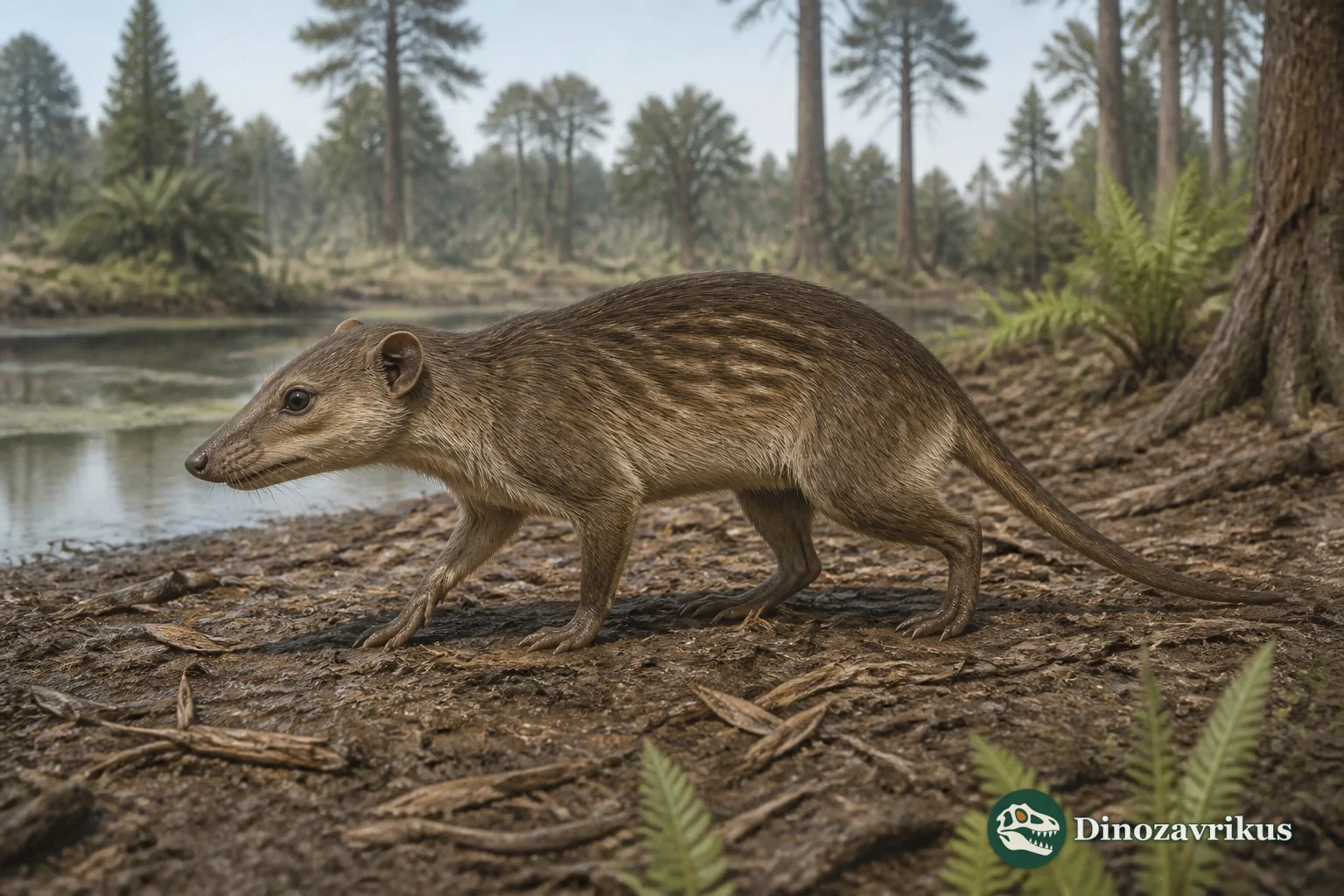 Hyopsodus reconstructed on the leaf-litter floor of an Eocene woodland