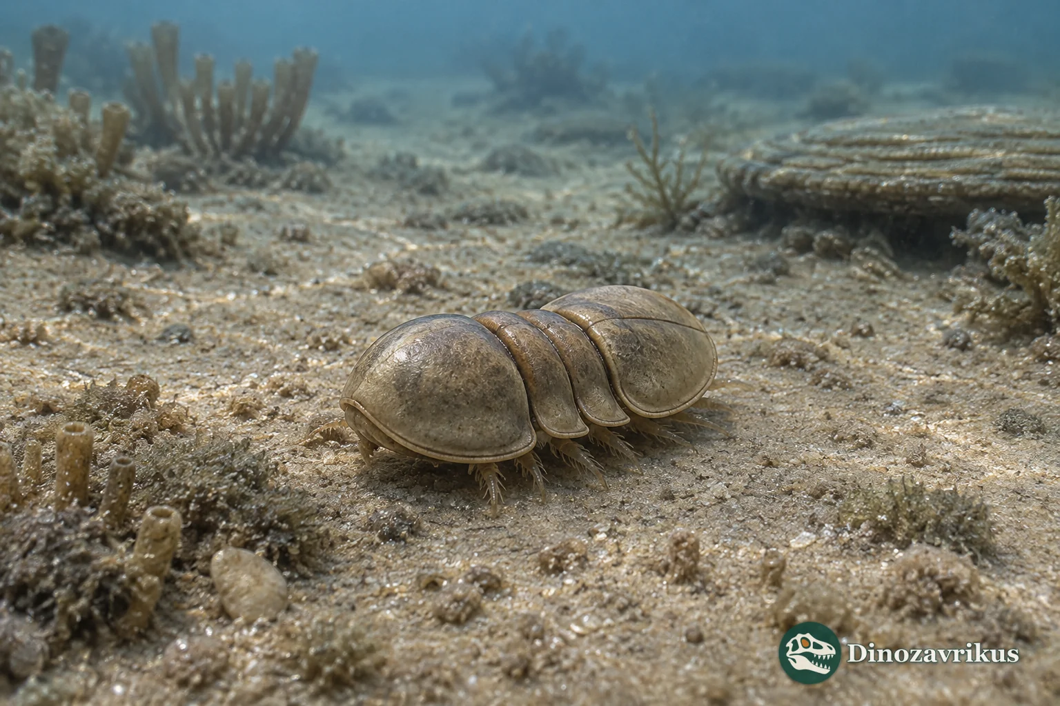 Hypagnostus agnostid trilobite with near-equal head and tail shields and two short thoracic segments on Cambrian sediment