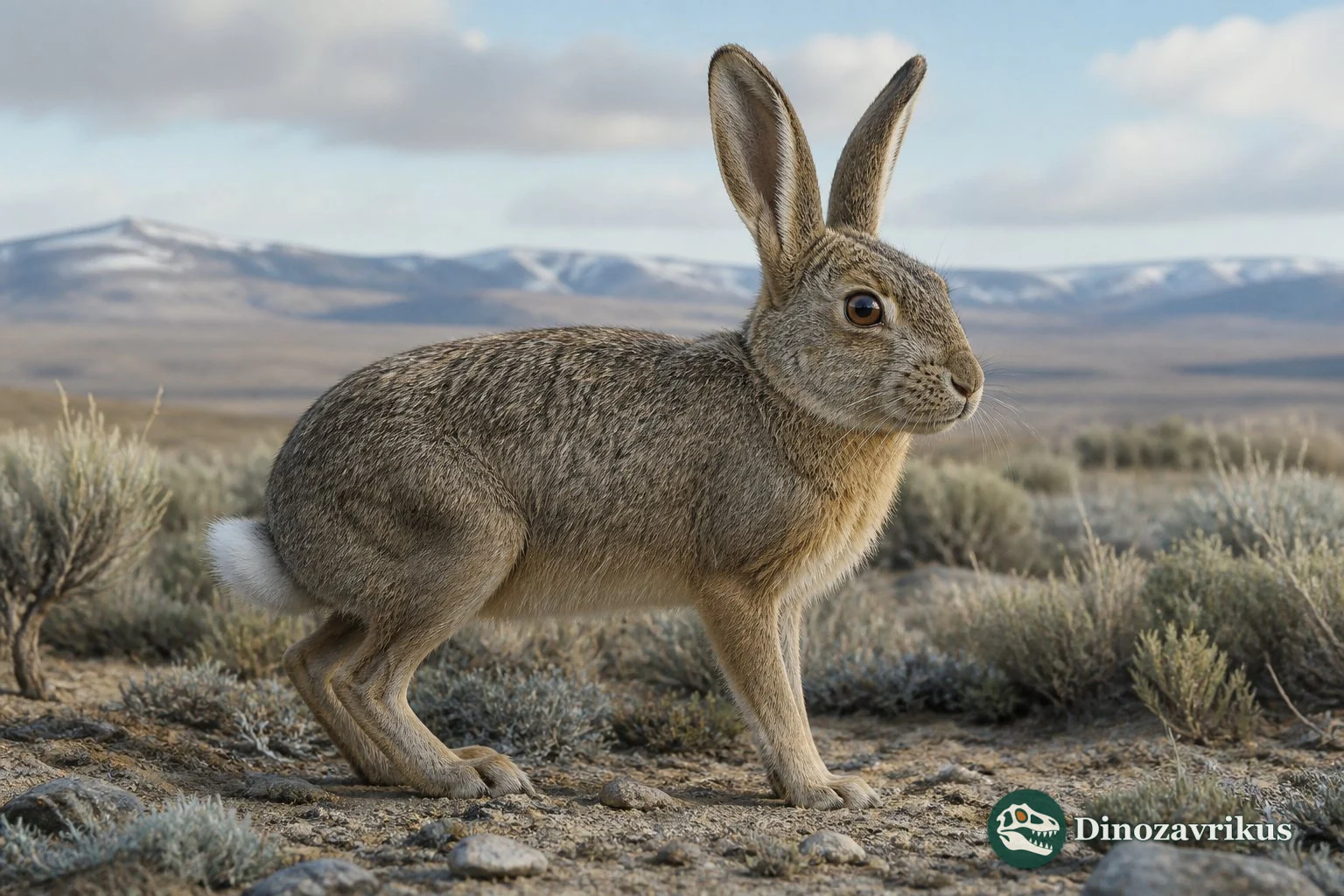 Hypolagus hare in a reconstructed cool open landscape