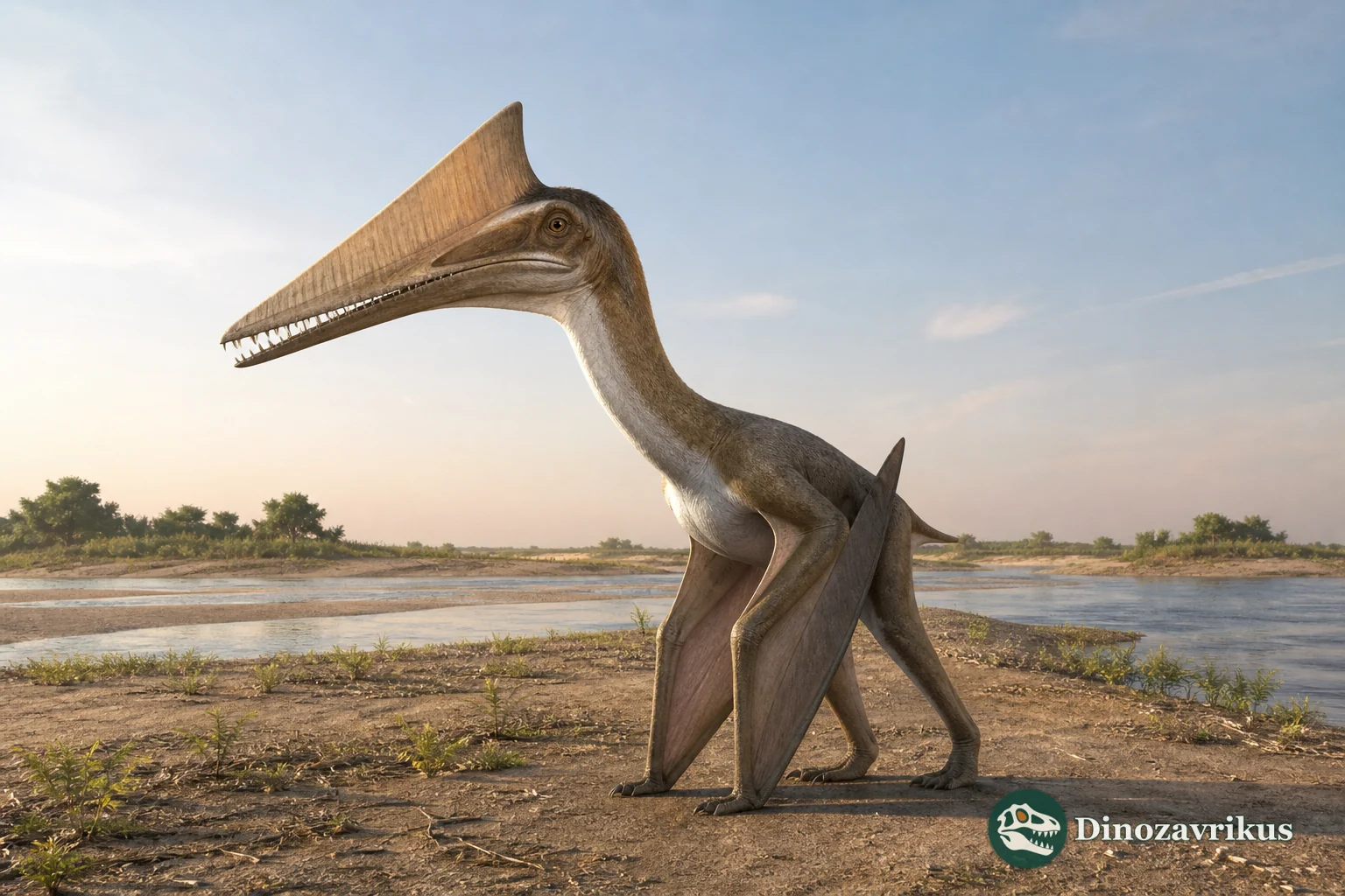 Iberodactylus flying above an Early Cretaceous Spanish lake