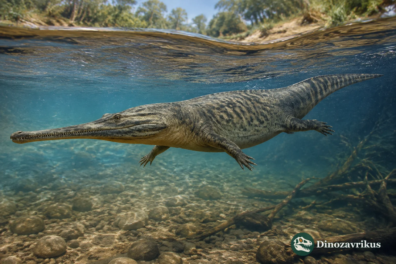 Ikechosaurus hunting in an Early Cretaceous freshwater channel
