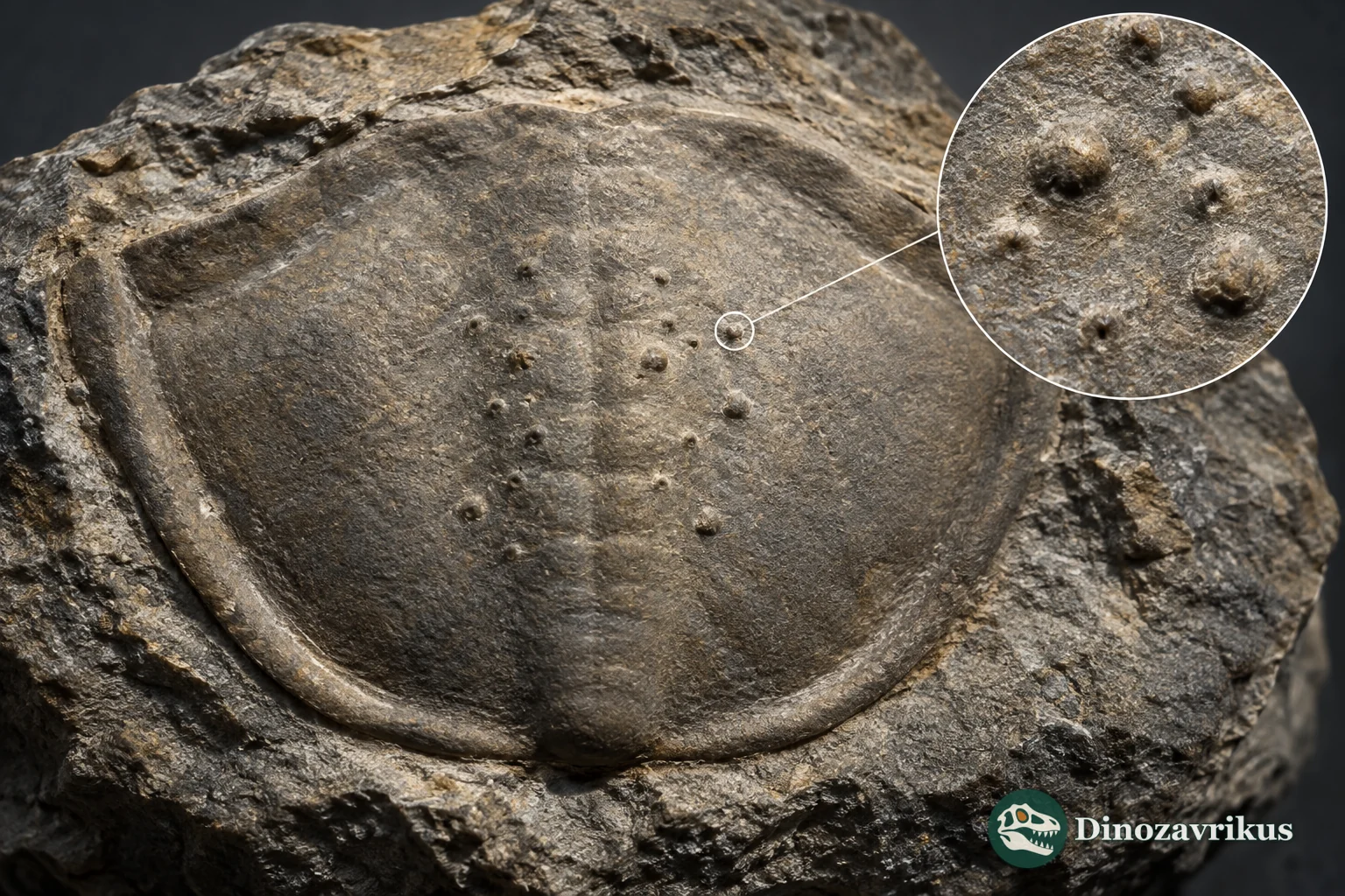Explanatory illustration of small domical marks on an Illaenus tail shield